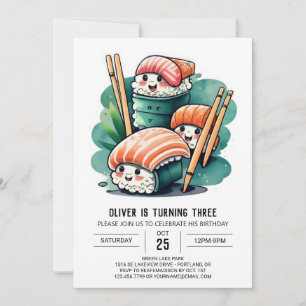 Sushi Night Printable Birthday Invitation