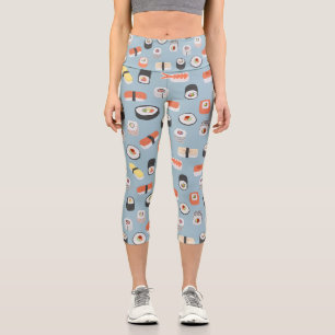 Sushi Nigiri Japanese Food Art Capri Leggings