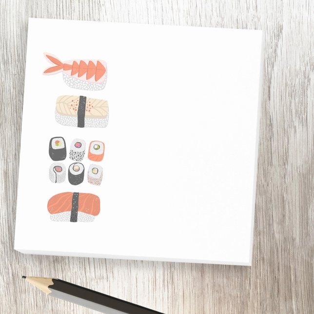 Sushi Nigiri Maki Roll Japanese Food Art Post-it Notes (Fun Japanese sushi post it note)