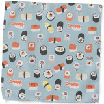 Sushi Nigiri Maki Roll Pattern Bandana<br><div class="desc">Delicious Japanese sushi design on a robin's egg blue background.  Original art by Nic Squirrell.</div>