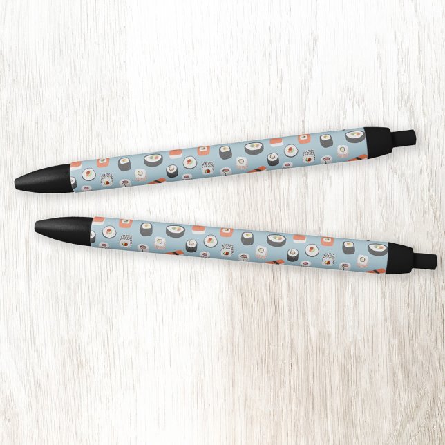 Sushi Nigiri Maki Roll Pattern Black Ink Pen (Fun Japanese sushi pattern pen)