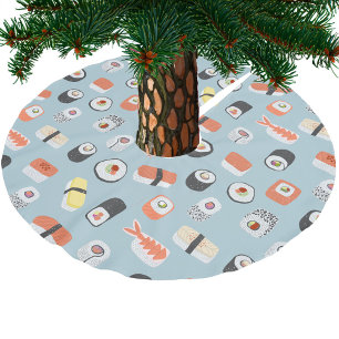Sushi Nigiri Maki Roll Pattern Brushed Polyester Tree Skirt