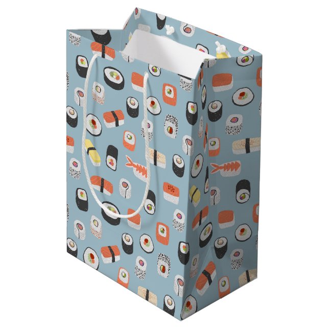 Sushi Nigiri Maki Roll Pattern Medium Gift Bag (Back Angled)