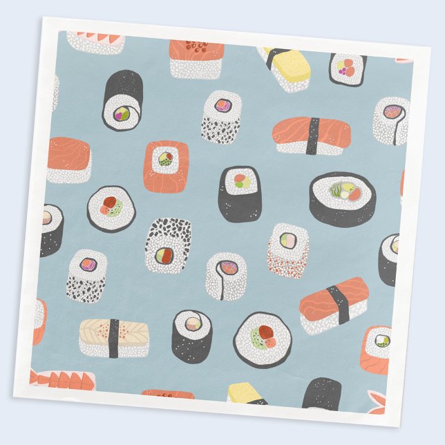 Sushi Nigiri Maki Roll Pattern Napkin (Japanese sushi paper napkin)