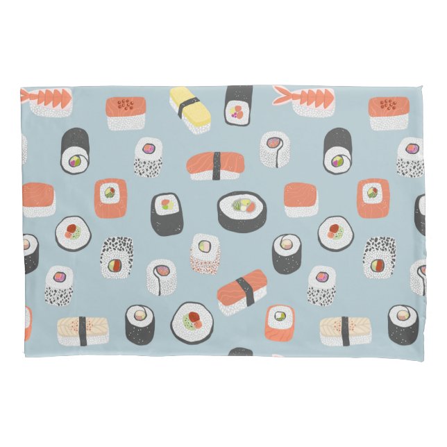 Sushi Nigiri Maki Roll Pattern Pillowcase (Front-Left)
