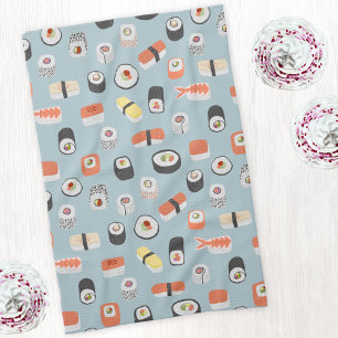 Sushi Nigiri Maki Roll Pattern Tea Towel