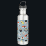 Sushi Nigiri Maki Roll Patterned 710 Ml Water Bottle<br><div class="desc">Japanese sushi food art pattern on a light blue background.</div>