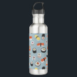 Sushi Nigiri Maki Roll Patterned 710 Ml Water Bottle<br><div class="desc">Japanese sushi food art pattern on a light blue background.</div>