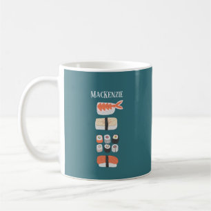 Sushi Nigiri Sashimi Maki Roll Custom Name Coffee Mug