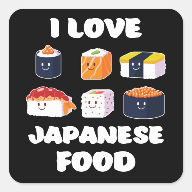 Sushi Noodles Anime Manga Funny Japan Otaku Outfit Square Sticker (Front)