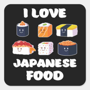 Sushi Noodles Anime Manga Funny Japan Otaku Outfit Square Sticker