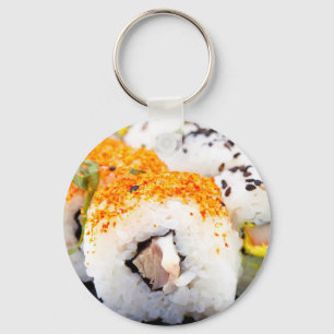 Sushi on a plate key ring