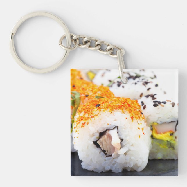 Sushi on a plate key ring (Front)