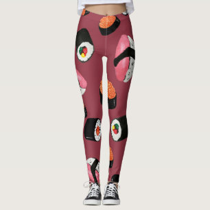 Sushi Onigiri Rolls: Seamless Illustration Leggings