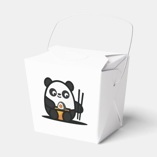 Sushi Panda Paper Favour Box, Take Out 2x2x2.75 Box (Front Side)