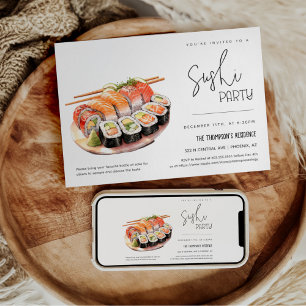 Sushi Party Any Occasion Party Sushi Night Party Invitation