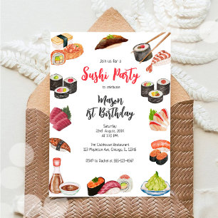 Sushi Party Birthday Invitation