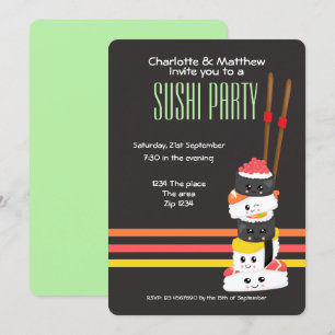 Sushi Party Cute Kawaii Personalise Japanese Invitation