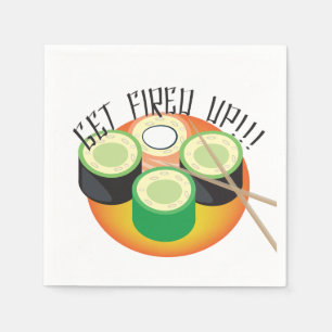 Sushi Party Hibachi Cucumber Chopsticks Pattern Napkin