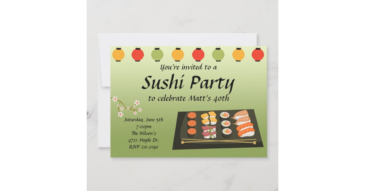 Sushi Party Invitation Zazzle