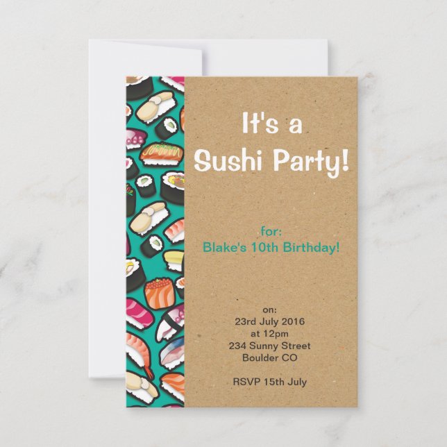 Sushi Party Invitation (Front)