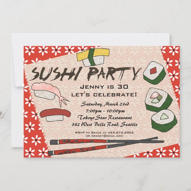 Sushi Party Invitation (Front)