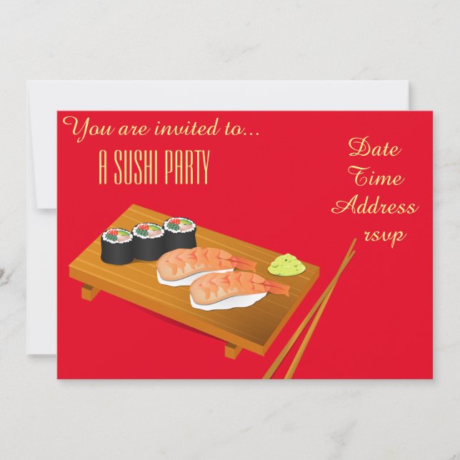 Sushi Party Japanese party Invitation (Front)