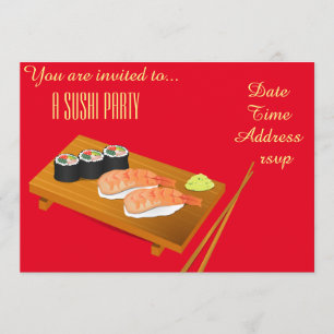 Sushi Party Japanese party Invitation