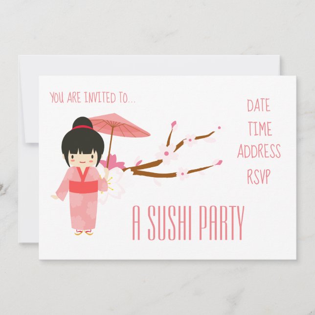 Sushi Party Japanese party Invitation (Front)