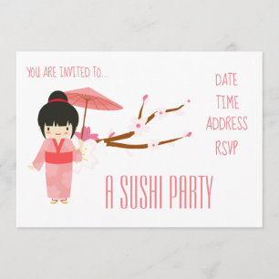 Sushi Party Japanese party Invitation