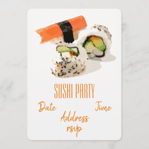 Sushi Party salmon Modern Japanese party Invitation