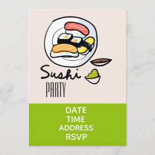Sushi Party Stylish Modern Japanese party Invitation