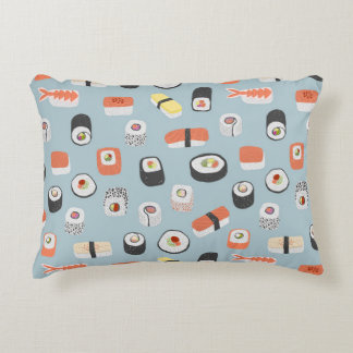 Sushi Pattern Blue Decorative Cushion