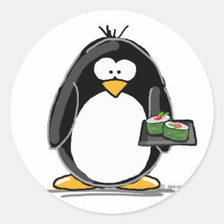 Sushi Penguin Classic Round Sticker