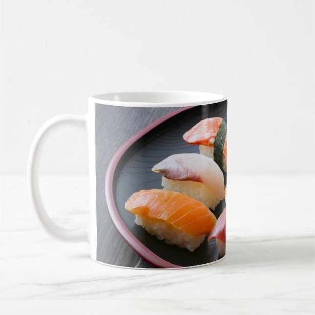 Sushi plate: Art packed with classic toppings Coffee Mug (Left)