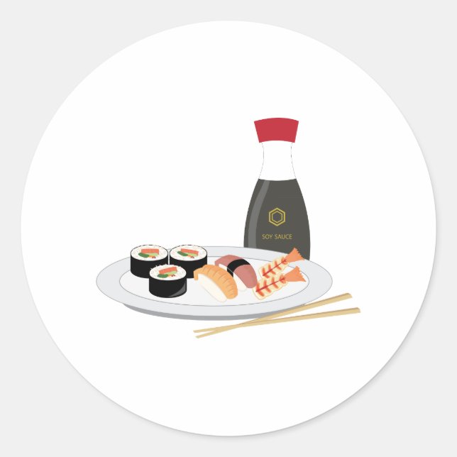 Sushi Plate Classic Round Sticker (Front)