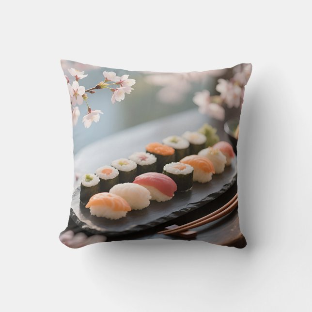 Sushi Platter Cherry Blossom Cushion (Front)