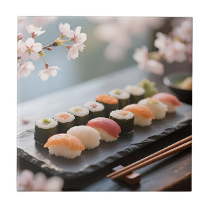 Sushi Platter Cherry Blossom Tile