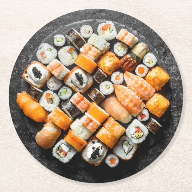 Sushi Platter paper coasters (Front)