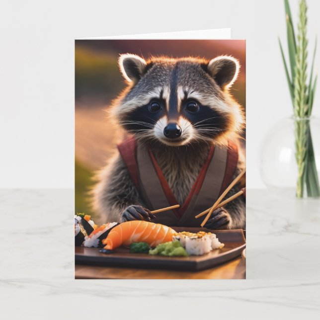 sushi racoon card (Front)