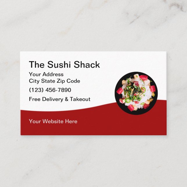 Sushi Restaurant And Japanese Cuisine Business Card (Front)