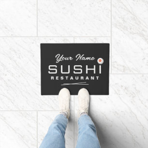 Sushi restaurant doormat with simple logo icon