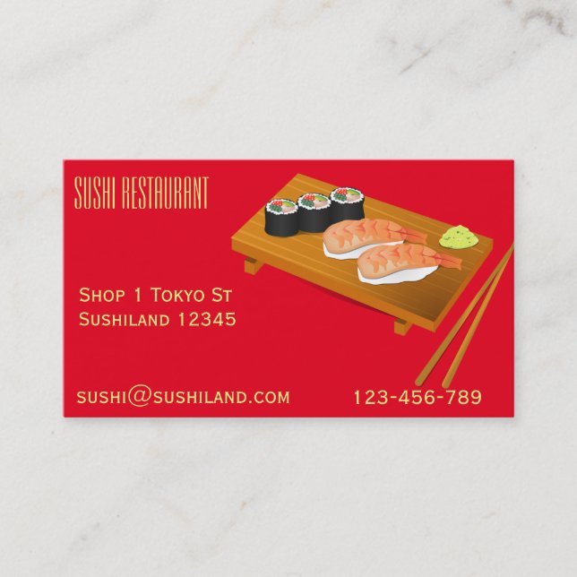 Sushi restaurant or catering business business card (Front)