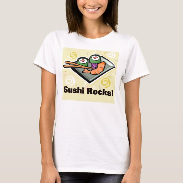 Sushi Rocks California Roll Chopsticks T-Shirt (Front)
