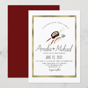 Sushi Roll Asian Japan Restaurant Wedding Invitation