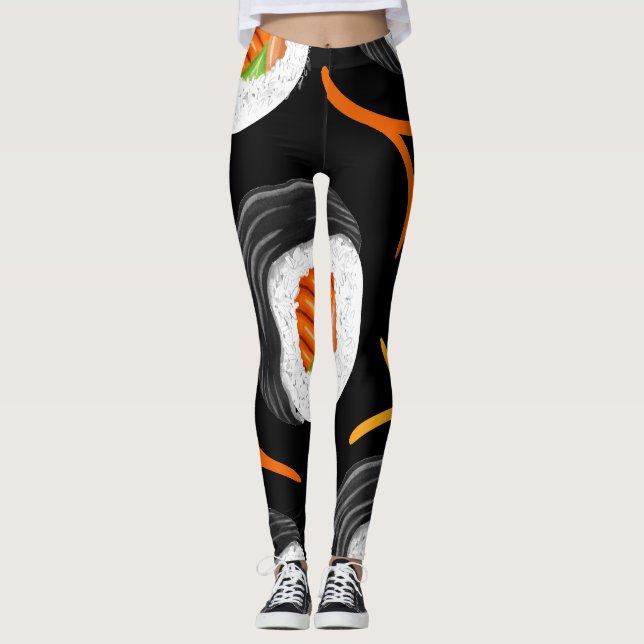 Sushi Roll Athletic Yoga Leggings (Front)