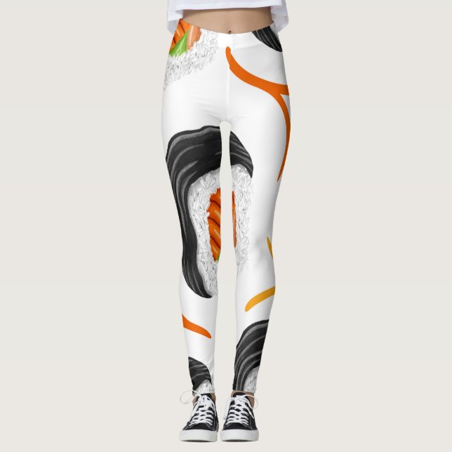 Sushi Roll Athletic Yoga Leggings (Front)