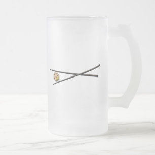 Sushi Roll & Chopsticks - Customised Template Frosted Glass Beer Mug