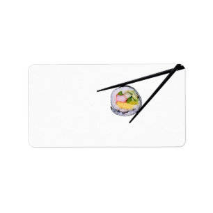 Sushi Roll & Chopsticks - Customised Template Label