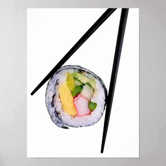 Sushi Roll & Chopsticks - Customised Template Poster (Front)